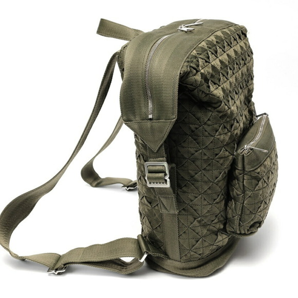 Bottega Veneta Webbing Intrecciato Backpack Rucksack 658972 Nylon Khaki S-159664 - Picture 2 of 9